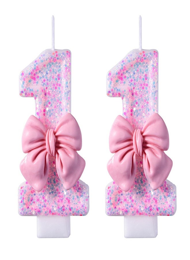 VSHILI 11th Birthday Candles, Pink 11 Year Old Number Birthday Candles, Happy Birthday Party Cake Topper Decoration Gifts for Girls - Image 1